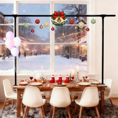 Beyeutao Over The Table Rod Stand with Clamps Adjustable 16"-87" Length 30"-45" Height Metal Balloon Arch Stand Black Table Backdrop Frame Suitable for Photography Wedding Birthday Party Christmas - color: Black, size: 16-87 Inches