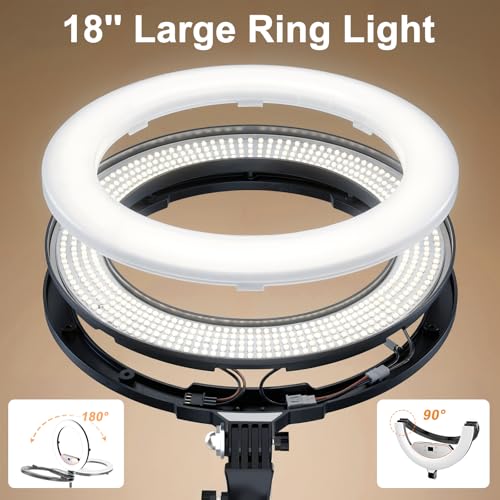 18 inch Ring Light with Tripod Stand for Phone Camera iPad Selfie Live Stream YouTube TikTok Video Shooting Best Lighting Atmosphere Ringlight - color: Blackish-brown