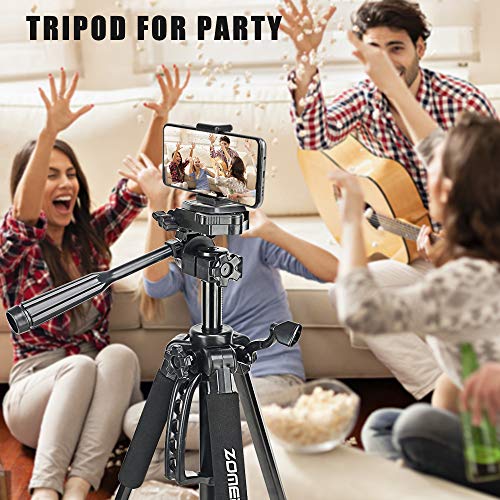 61’’ Camera Tripod,Cell Phone Tripod Stand with Travel Bag and Phone Holder, Professional Travel DSLR Tripods Compatible with Cameras, Cell Phones, Projectors, Webcams, Spotting Scopes - color: Black, size: 61"