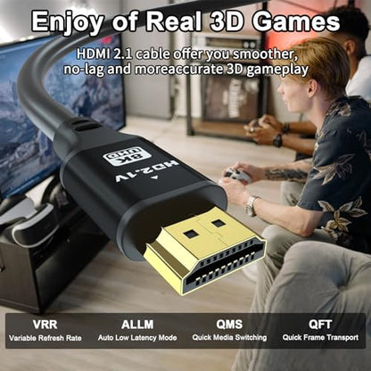 15FT Long Hdmi Cable, 8K@60Hz, 4K@120Hz, 48Gbps Ultra High Speed Hdmi 2.1 Cord with Gold-Plated Connectors, Aluminum Shell, for Streaming and Gaming, Wall-Mounted TV, Projector, Sound System - size: 15FT