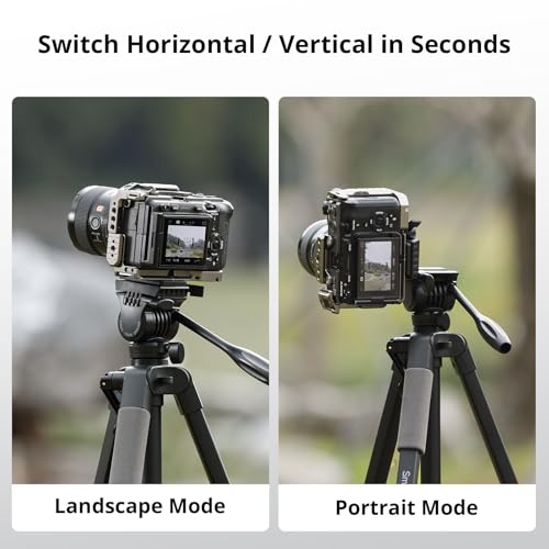 SmallRig CT-07 Aluminum Camera Tripod Stand, 63.4" Travel Tripod for iPhone and Cameras, Phone Tripods with Quick-Switch Vertical/Horizontal Mount, Adjustable Angles & Max. 4kg Load