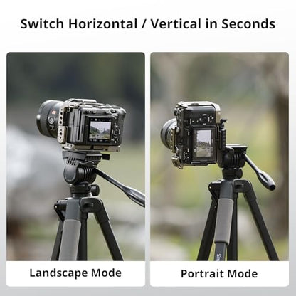 SmallRig CT-07 Aluminum Camera Tripod Stand, 63.4" Travel Tripod for iPhone and Cameras, Phone Tripods with Quick-Switch Vertical/Horizontal Mount, Adjustable Angles & Max. 4kg Load