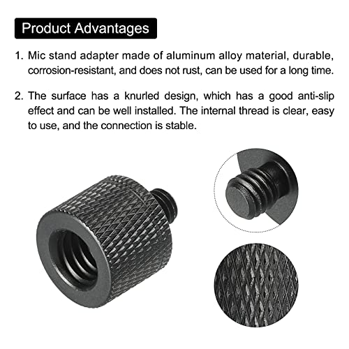 MECCANIXITY Mic Stand Adapter 3/8 Female x M6 Male Camera Screw Thread Adapter for Microphone Tripod Stand Black 2 Pack - size: M6