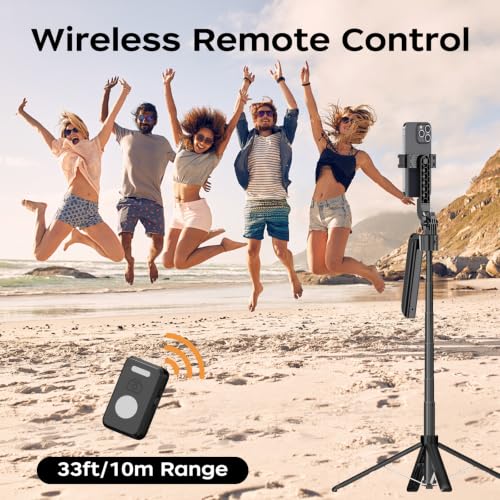 70.9" Auto Face Tracking Selfie Stick Tripod for iPhone Android, No App, 360°Rotation Tripod that Follows Your Movement with Remote Control for Live Streaming, TikTok, YouTube