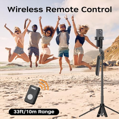 70.9" Auto Face Tracking Selfie Stick Tripod for iPhone Android, No App, 360°Rotation Tripod that Follows Your Movement with Remote Control for Live Streaming, TikTok, YouTube