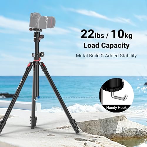 NEEWER 90 Inch Tall Overhead Horizontal Camera Tripod Monopod with Ball Head & Flexible Center Column, Metal DSLR Video Travel Stand, Arca Type QR Plate & Inverted Legs, Max Load 10 kg / 22 lbs, TP63