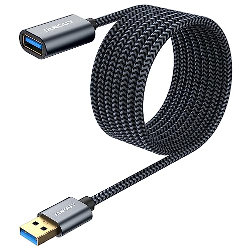 SUNGUY 5Gbps USB Extension Cable 10FT, USB3.0 Extension Cord Long Type A Male to Female USB Extender High Data Transfer for Keyboard, Mouse, Hard Drive, Flash Drive, Printer, PlayStation and More - color: Grey, size: 10FT