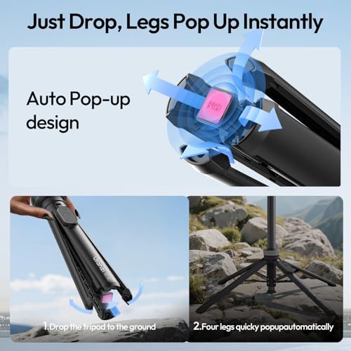 ULANZI Magnetic Phone Tripod, MT85 Auto Open Tripod for Magsafe with Enhanced 4-Leg, 60'' Selfie Stick Extendable Phone Stand, Content Creator Essentials for iPhone 17/16/15/14/13/12 Black - color: Black