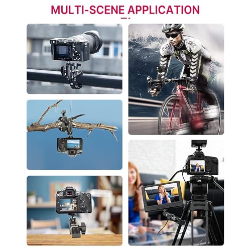 ULANZI Super Clamp Camera Clamp Mount Monitor 360° Ballhead Magic Arm Double Ball Head Adapter with 1/4"-20 & 3/8"-16 Thread for Canon Nikon DSLR Camera/Gopro/LED Lights/Ronin-M/Ronin MX/Freefly MOVI - size: Gopro Adapter Kit