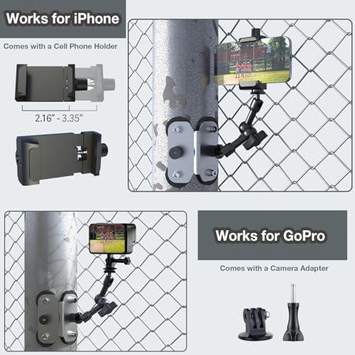 Magnetic Fence Mount for Mevo Start, GoPro, iPhone and Action Cameras - Two 1/4" Mount Points, Camera Magnet Holder for Game Changer at Baseball Field
