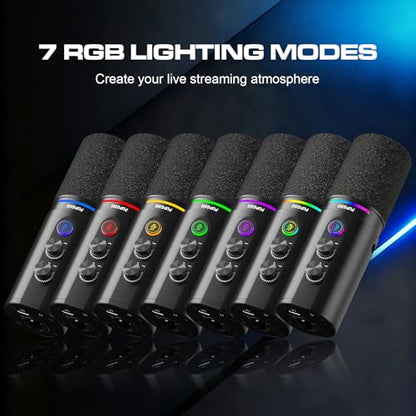 PUPGSIS Podcast Dynamic Microphone, XLR/USB Recording PC Microphones for Broadcast, Podcast, Recording, Gaming & Streaming, Studio Mic with Mute, Headphone Jack, Monitoring Volume Control, Windscreen - size: With Desk Stand
