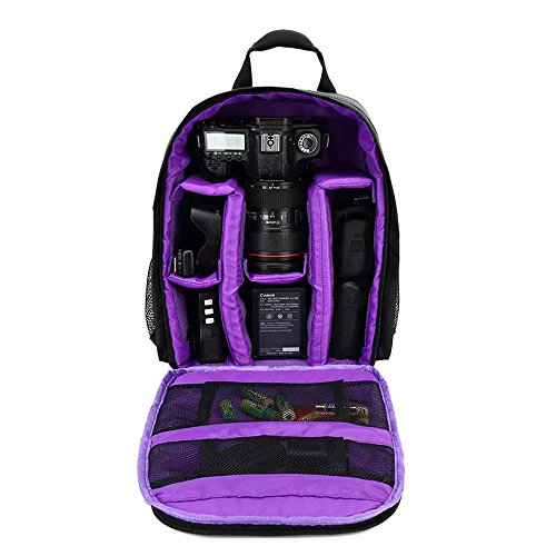 Docooler Camera Backpack Waterproof Shockproof Camping Bag Small Dslr Camera Bag Travel Rucksack Camera Bag For Canon Dslr Sony - color: Purple