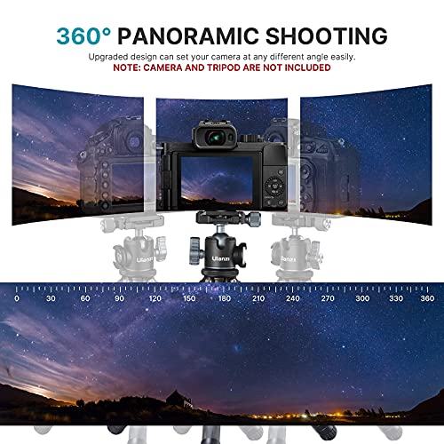 ULANZI U-80L Ball Head for 1/4" Tripod - 360 Rotating Panoramic Camera Mount With Arca Quick Release Plate & Cold Shoe for DSLR, Camcorder, Monopod, Slider