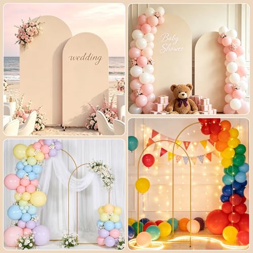 2 Pack Arch Backdrop Stand and Cover Set (7.2FT/6FT), Balloon Arch Stand, Metal Background Arch Stand, Backdrop Arch Frame, Wedding Arch for Backdrop (Apricot Cover) - color: Arch with Apricot Cover-(7.2FT/6FT)