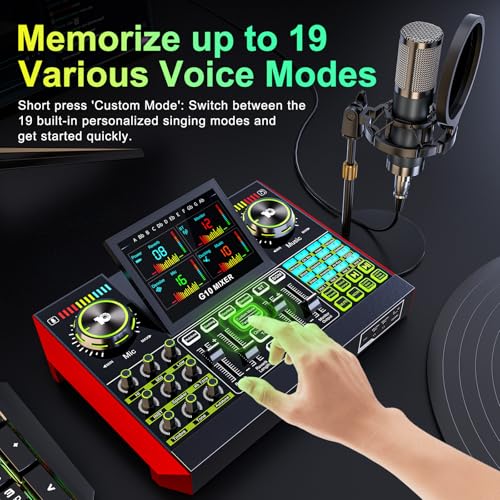 neculogy G10 Podcast Equipment Bundled with Audio Mixer Integrated Podcast Production Studio, Equipped with P15 Microphone, Used for Live Streaming, Podcast Recording PC,YouTube Recording