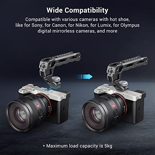 SmallRig Lightweight Top Handle, Grip for DSLR Camera Cage, Universal Handle with 5 Cold Shoe Adapters and Cold Shoe Base (Lite) - 3764