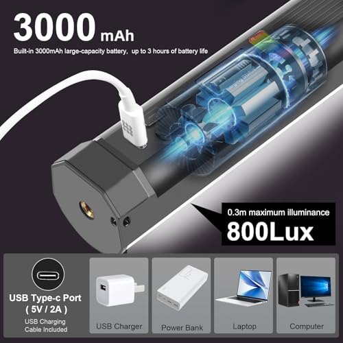 114 LEDs RGB Video Light Wand, Magnetic Handheld Magnetic Tube Light 2500K-9000K CCT & 20 Scene Modes with 3000mAh Battery, 95+ CRI, 120° Beam Angle for Photography YouTube TikTok Vlog - size: 11.8 inch