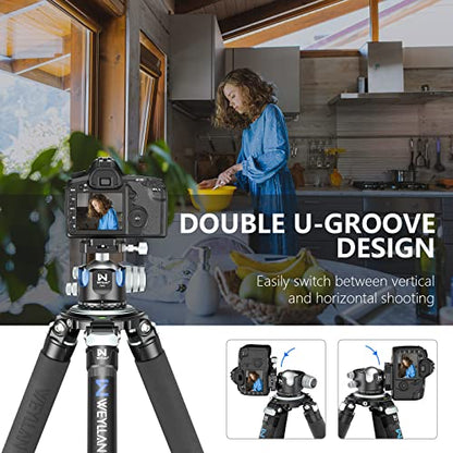 Low Profile Ball Head 55mm Tripod Ball Head Panoramic Tripod Head, CNC All Metal Tripod Camera Head for Tripods, WEYLLAN CH55 with Mlok Rail Arca Swiss Quick Release Plate, Max Load 88lbs/40kg - size: 55mm