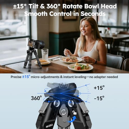 SIRUI Carbon Fiber Mini Tripod with Bowl Base, 33lbs Max Load, Ultra-Lightweight 1.63lbs, 8.82in Folded, 360° Panorama & ±15° Tilt for Camera/Phone/Vlogging（AM-223LS） - style: Bowl Base Tripod
