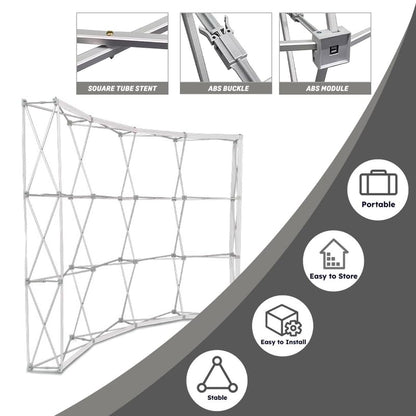 Curved Pop Up Displays 7.5 x 10 FT Trade Show Backdrop Display | Custom Banner Tradeshow Booth Tension Fabric Pop Up Backdrop for Business/ Campuses/ Weddings/Corporate - size: 7.5 x 10 FT (Only Banner)