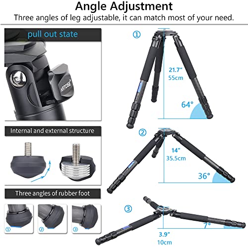 Carbon Fiber Tripod Heavy Duty Bowl Tripod ARTCISE AS90C Ultra Stable Carbon Stand with 75mm Bowl and Adapter 10 Layers Carbon Fiber 40mm Leg Tube Max Load 88 Lbs/40kg