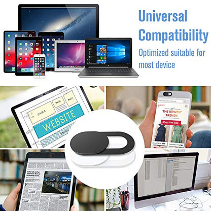 Webcam Cover Slide,[6 Pack] Ultra-Thin Laptop Web Camera Cover Compatible with Camera for MacBook,Laptop,PC,Computer,iMac,iPad, iPhone. 0.022in Thick Web Blocker Protect Your Privacy and Security - color: 3Pack White 3Pack Black