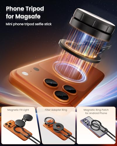 Foldable Magnetic Phone Tripod for MagSafe for Smartphone Stand | 360° adjustable,3-in-1 grip&stand selfie stick,for Magsafe accessories,pocket lightweight,for live stream,travel photography