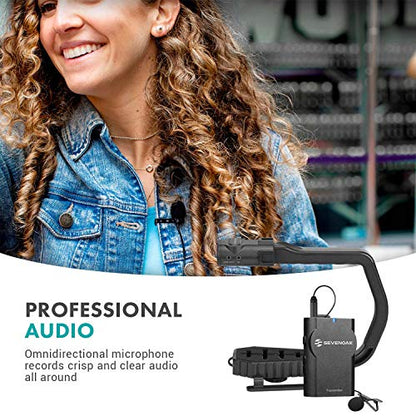 Movo MicRig-W1 Wireless Microphone Filmmaker Kit - Video Handle Stabilizer with Built-in Wireless Lavalier Microphone Compatible with Canon EOS, Nikon, Sony, Panasonic DSLR and Mirrorless Cameras