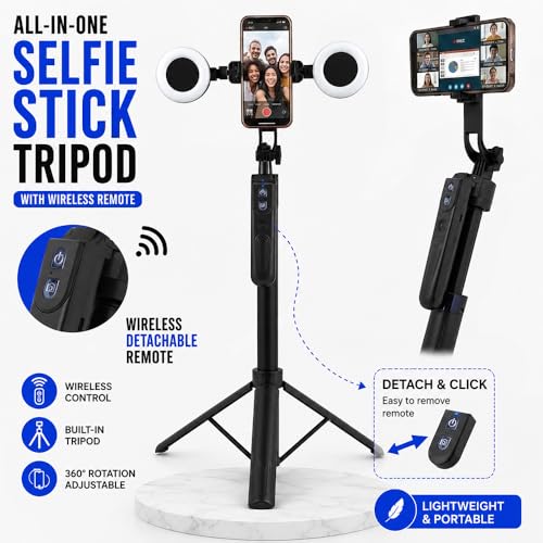 70" Auto Face Tracking Tripod for iPhone with Light, 360° Rotating Selfie Stick for Android with Remote & Gesture Control, Phone Holder Video Recording for Content Creators, TIKTok & Live Streaming
