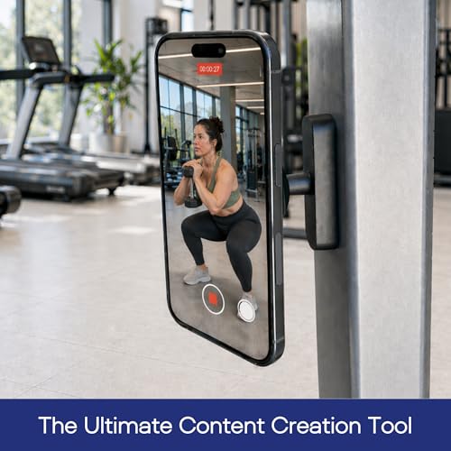 Gym Pro-Grade Magnetic Phone Holder for Racks & Machines, MagSafe Compatible Dual-Sided N52 Magnet Mount, 360° Adjustable Ball Joint for Filming Workouts