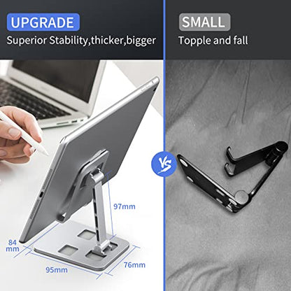 Desktop Phone Stand, Dual Folding Adjustable Mobile Phone Holder, Portable Universal Stand for iPhone & Samsung All Phones