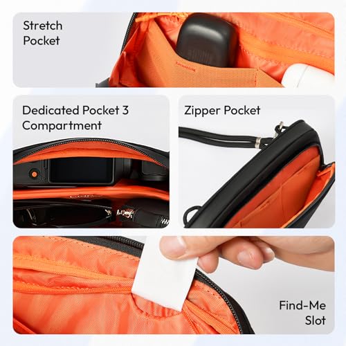 ULANZI YY08 Carrying Bag for DJI Osmo Pocket 3 Pocket 4,Splashproof Portable Storage Carry Case, Protective for DJI Osmo Pocket 3 Creator Combo Accessories, Small LED Lights, Action Cams (Black)