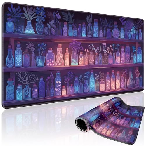Mystical Potion Bottles Gaming Mouse Pad 31.5"x15.7"｜XXL Desk Mat, Non-Slip Rubber Base & Stitched Edges - Extended Waterproof Mousepad for PC/Laptop/Office/Home Decor - color: Mystical Potion Bottles