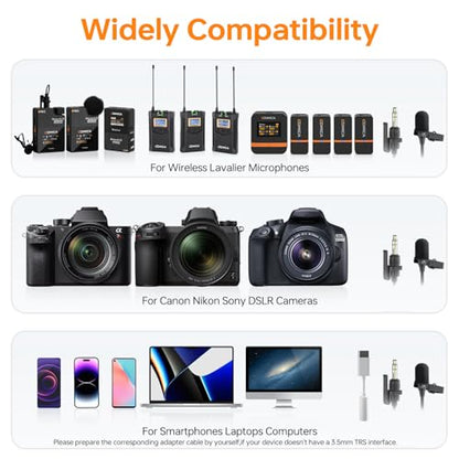 COMICA CVM-SM-O1 Professional Lavalier Lapel Microphone Omnidirectional Clip-on Condenser Mic, Lav Mic for BoomX-D/DSLR Camera, Recording Mic for Interviews, Vlogs, Live-Streaming, etc