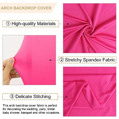 FANPROMS Spandex Arch Cover Set of 3 Hot Pink 4 5 6FT Fuchsia Arch Backdrop Cover Stretchy Arch Stand Cover Small Round Top Backdrop Cover Double Sided Arch Covers for Party Wedding Banquet - color: Hot Pink, size: 4FT, 5FT, 6FT