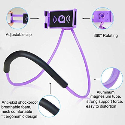 Chapter Seven Universal Smart Mobile Phone Stand,Hanging on Neck Cell Phone Mount Holder, Flexible Lazy Bracket DIY Free Rotating for Multiple Functions (White) - color: White
