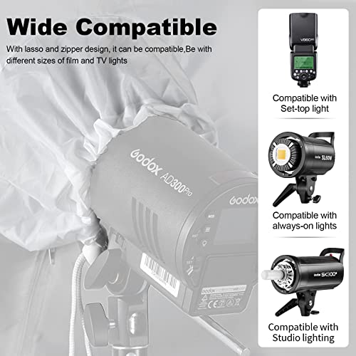 Godox UB-130W 51.2" 130cm Deep Parabolic Reflective Umbrella White Inner Photography Studio Soft Light Withe Umbrella with Diffuser Cover for Video Studio Shooting Speedlite Flash (130White) - color: White, size: 51.2"