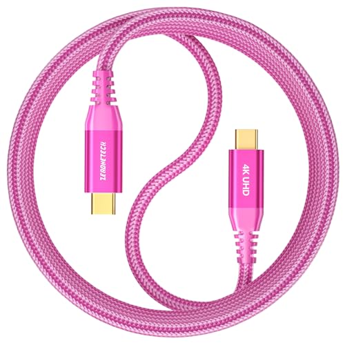 ZeroneTeck USB C Monitor Cable [3ft, Pink], 20Gbps High-Speed Data Transfer, 4K@60Hz Display Video Output, USB 3.2 Gen 2x2 100W Charging for iPhone 17,MacBook,iPad,Dell,HP,KYY,ARZOPA,Portable Monitor - color: Pink, size: 3FT, style: Straight