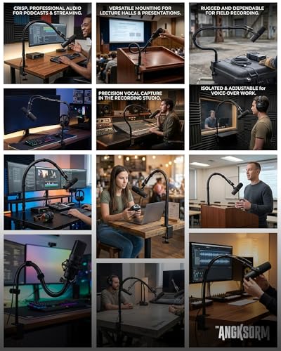 24-INCHS Flexible Gooseneck Microphone Stand with Heavy Duty Desk Clamp for Podcast, Meetings, Lectures, Radio Broadcasting Studio, Live Broadcast Equipment, TV Stations - size: 24-INCH