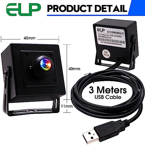 ELP Mini Aluminum Black Case USB Security Camera with 170degree Wide Angle Fisheye Lens USB2.0 Lightburn Camera for Home Security and Machine Vision System,9.9ft/3m Cable for PC, Laptop, Jetson Nano - color: 170 Degree Lens Mini, style: USB Camera