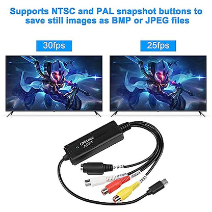 XMSJSIY RCA AV to USB C Converter - 1 Channel AV NTSC PAL Video S Video/Composite to USB Converter for Mobile Phone/PC