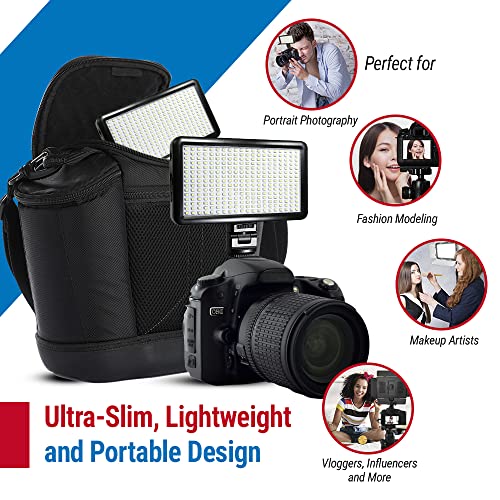 Vidpro LED-530 Photo and Video Light Kit - On Camera Panel LED Light - Adjustable and Dimmable 3200K-5600K Variable Color Light Fits Cameras w/Hot Shoe Includes Rechargeable Battery Diffuser - size: LED-530