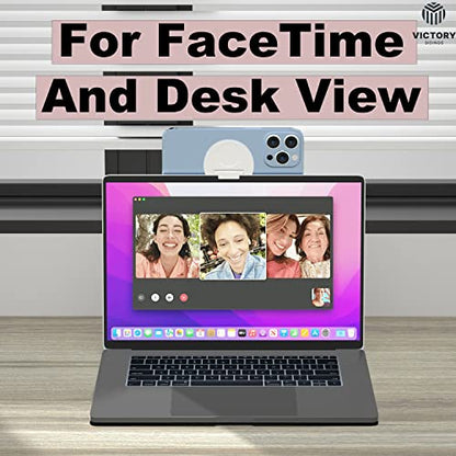 Continuity Camera Mount for MacBook and iPhone | Magsafe Compatible iPhone 12 13 14 Series | Strong & Sturdy | Desk View & Webcam Support