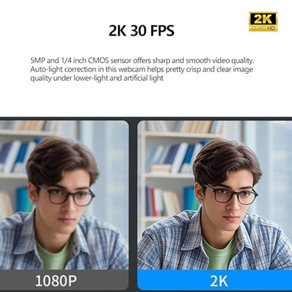 2K HD Webcam with Infrared Windows Hello Facial Recognition, Computer Camera, Privacy Cover, Noise Canceling Microphones, Laptop Webcam For Video Conferencing, Live, Streaming, Online Learning - style: 2K Windows Hello webcam