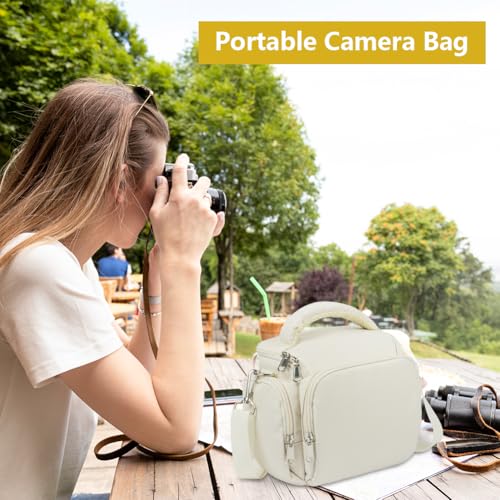 Ainiv DSLR Camera Bag, Waterproof Anti-Shock SLR Camera Case, Large Adjustable Shoulder Strap Camera Backpack, Portable Crossbody Single Shoulder Backpacks Compatible with Canon, Sony, Nikon, Beige - color: Beige