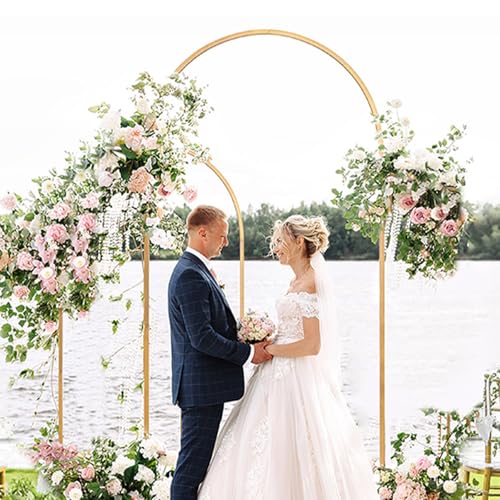 Toolterritary Metal Arch Backdrop Stand and Cover Set of 2, Sturdy 7.2FT, 6FT Party Backdrop Set, Wedding Arch Frame and Cover Set for Birthday, Baby Shower,Christmas, Anniversary - color: White, size: 7.2ft, 6ft