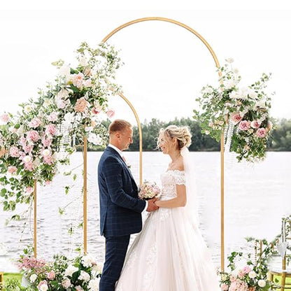 Toolterritary Metal Arch Backdrop Stand and Cover Set of 2, Sturdy 7.2FT, 6FT Party Backdrop Set, Wedding Arch Frame and Cover Set for Birthday, Baby Shower,Christmas, Anniversary - color: White, size: 7.2ft, 6ft