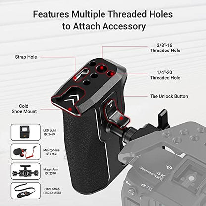 SmallRig Push-Button Rotating NATO Handle, Quick Release Handgrip for DLSR Camera Cage Kit, w/Built-in NATO Rail, Left Side - 3260