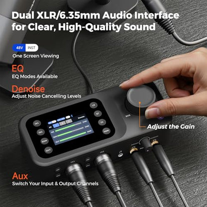 NearStream PodKit Duo, Podcasting Duo Kit with 2 VM20 Streaming Camera, 2 AM25X Microphone, 2 ST20 Mic Boom Arm, 1 AMIX40U Audio Mixer, 2 Camera Tripod and 2 XLR Cables - style: Podcasting Duo Kit
