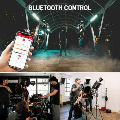 GVM 1200W LED Video Light, 1200B AIO Film Lighting Kit, 42800lux/3m Photography Lighting kit with DMX Control, Continuous Output Video Lighting for TV Productions, Live Broadcasts - color: 1